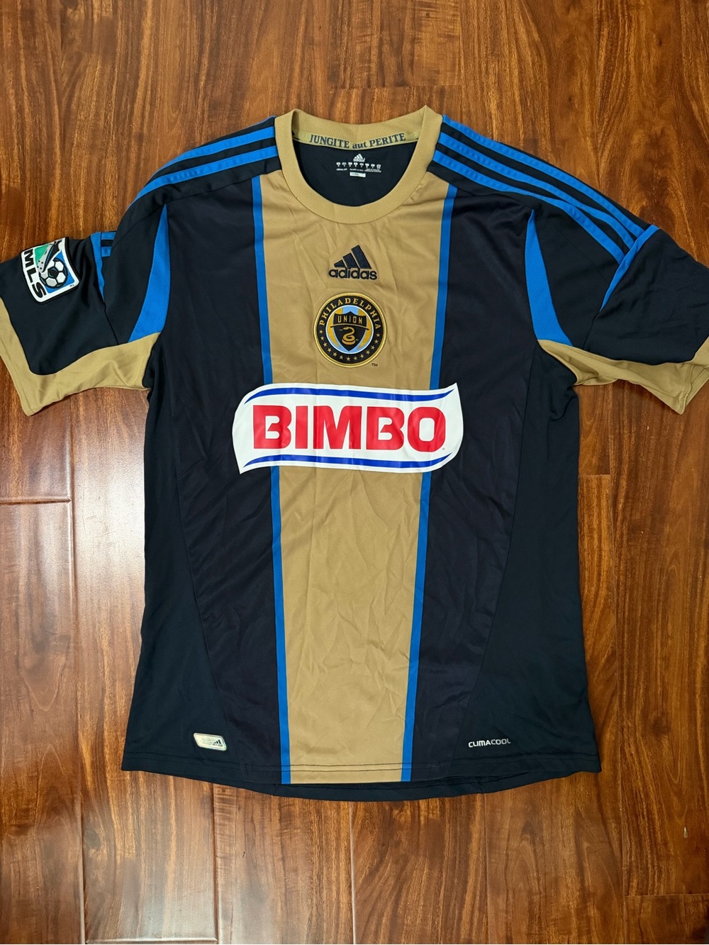 adidas Gold and Blue Soccer Jersey with Club Crest